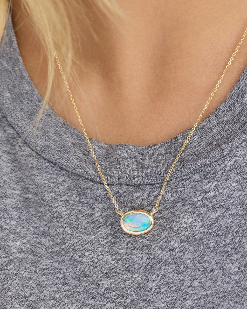 She's a Boss Pendant Necklace - Gold|Blue Opal