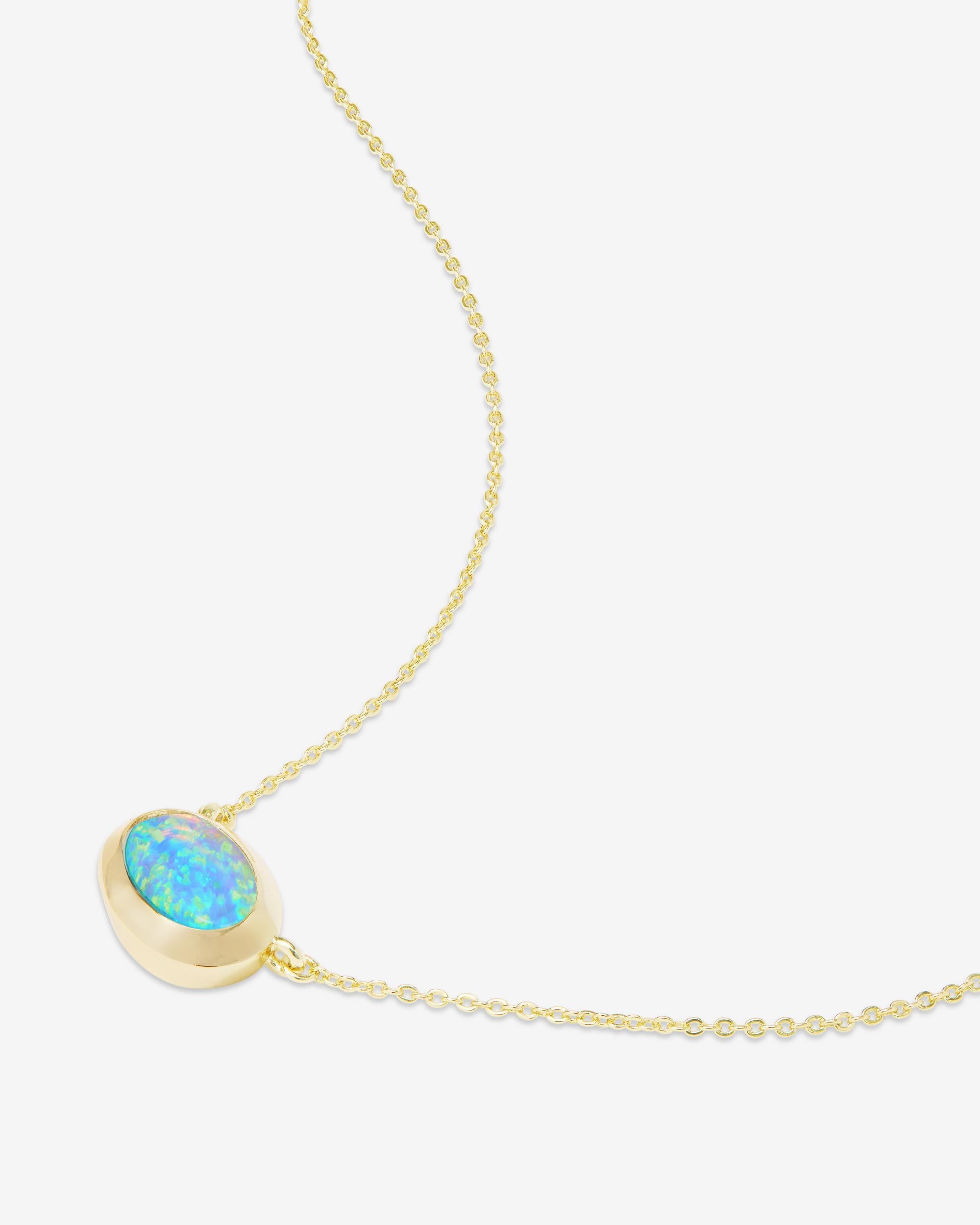 She's a Boss Pendant Necklace - Gold|Blue Opal