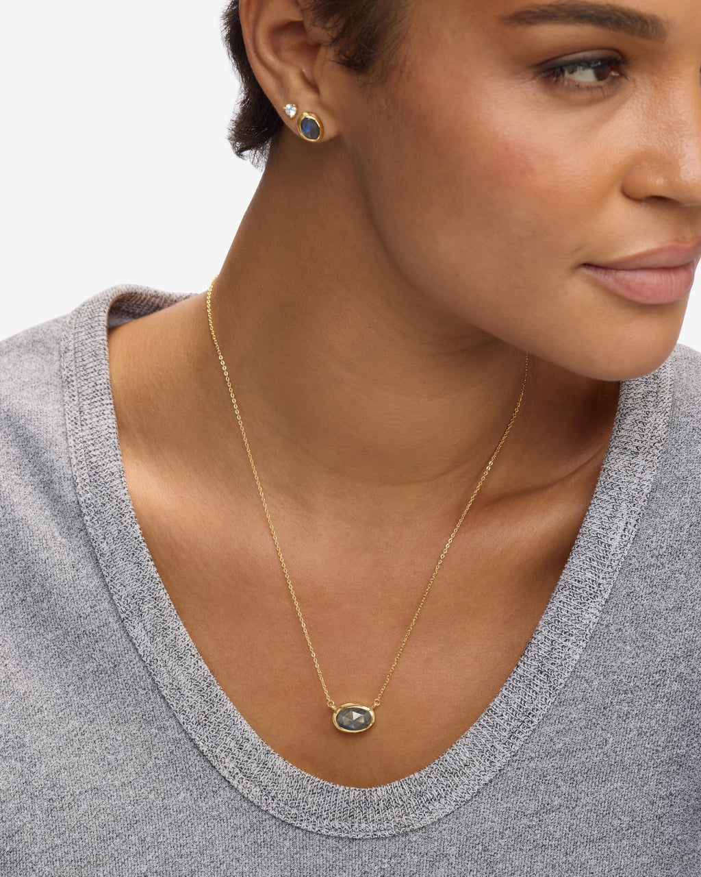 She's a Boss Pendant Necklace - Gold|Labradorite