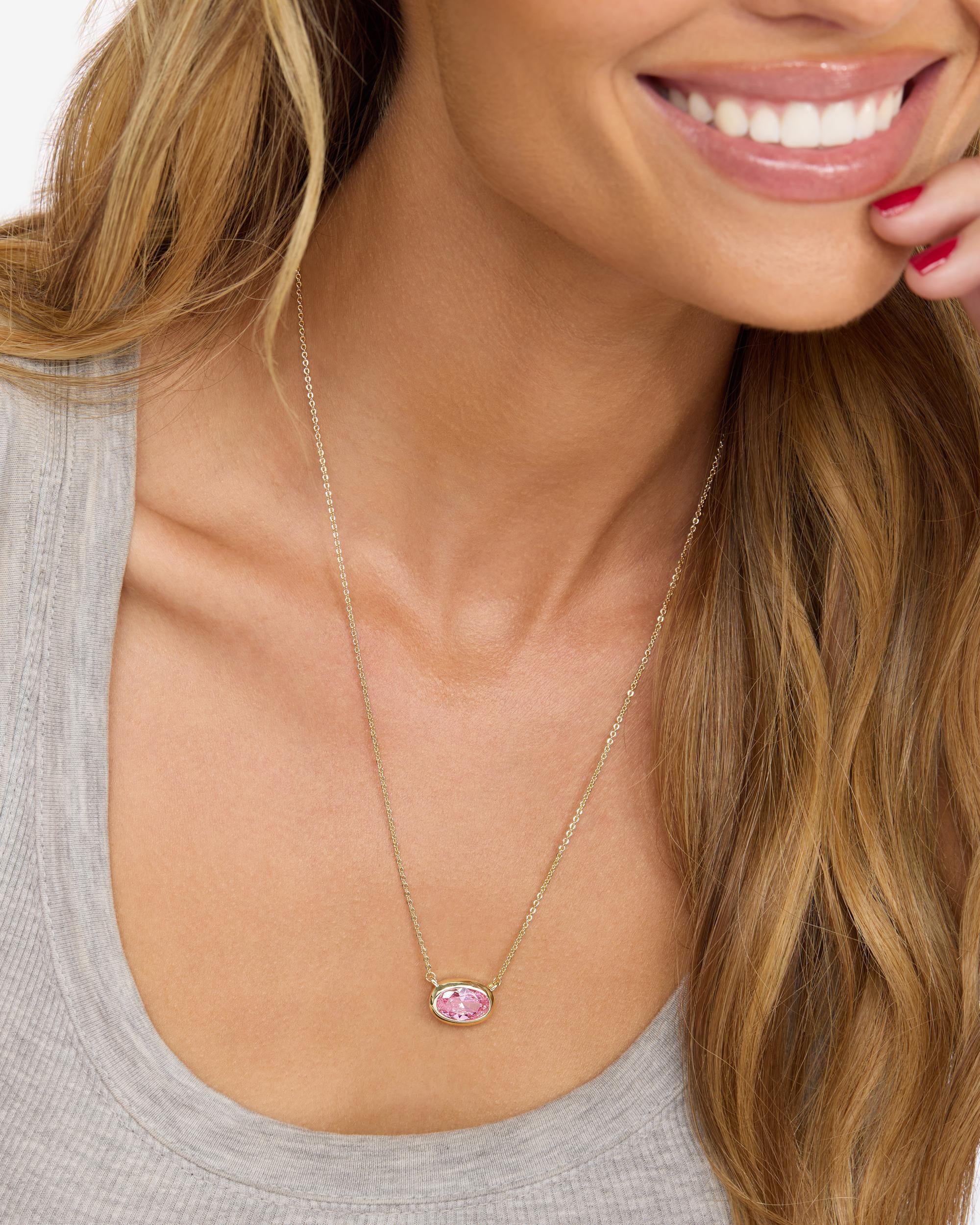 She's a Boss Pendant Necklace - Gold|Pink Diamondettes