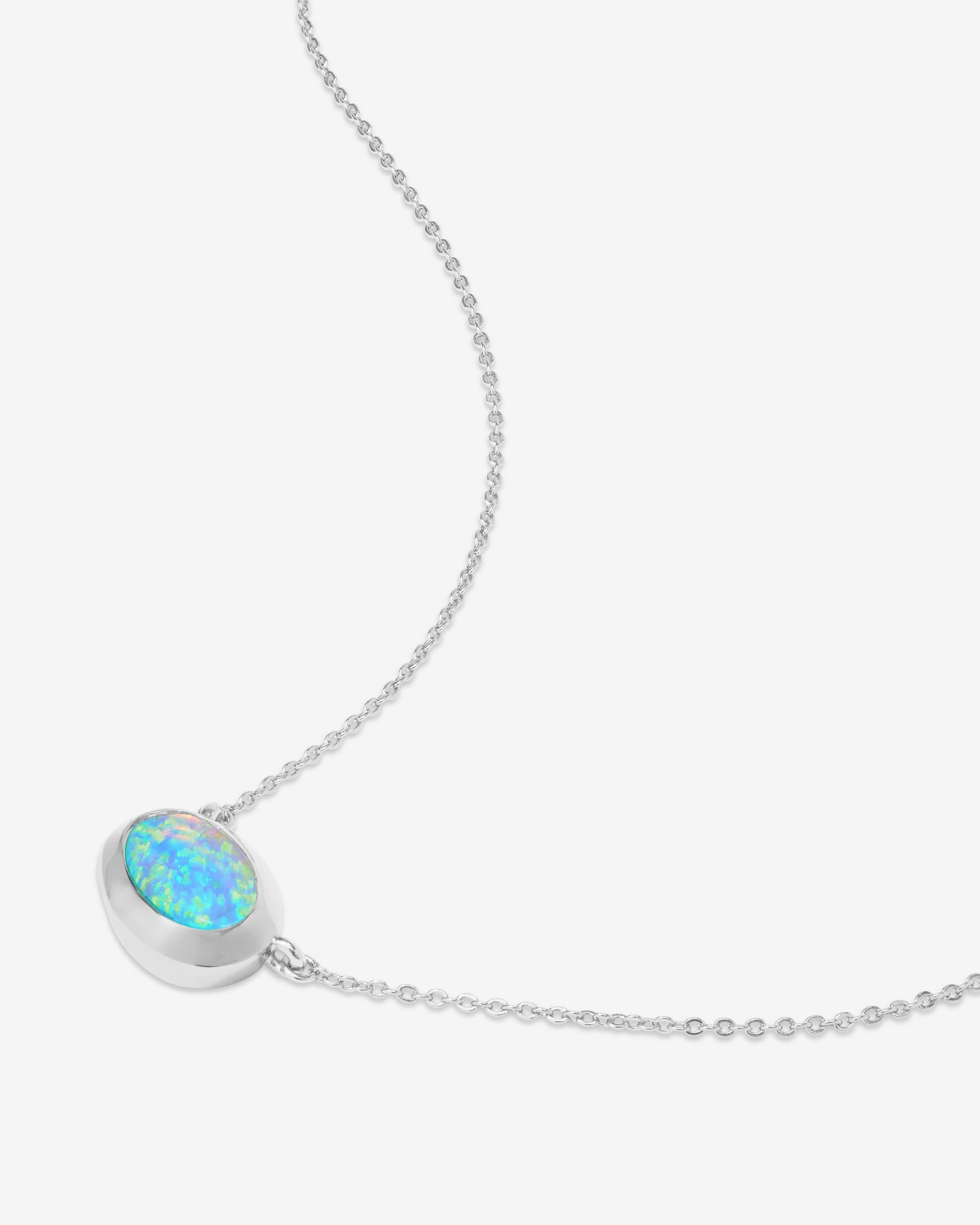 She's a Boss Pendant Necklace - Silver|Blue Opal