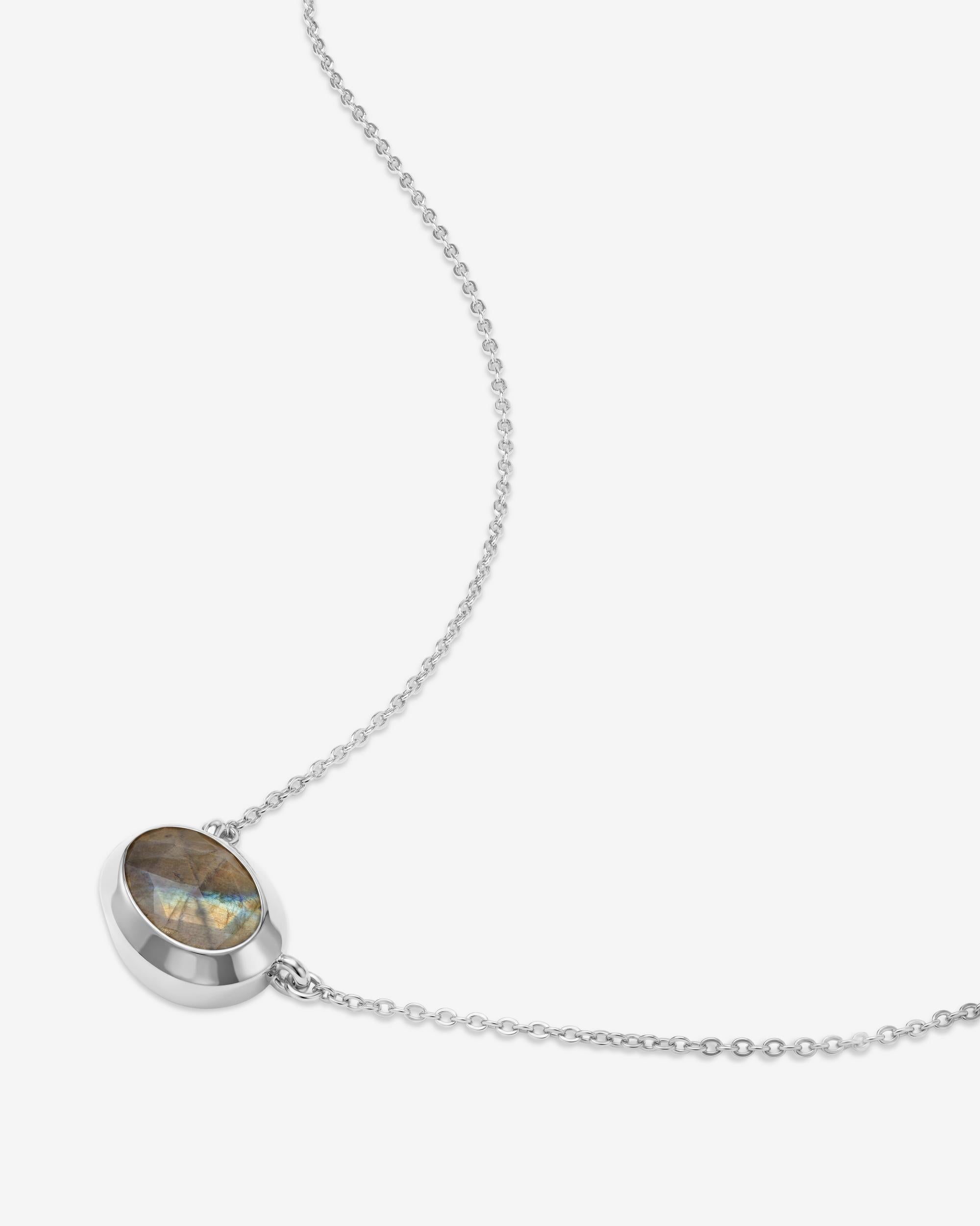 She's a Boss Pendant Necklace - Silver|Labradorite