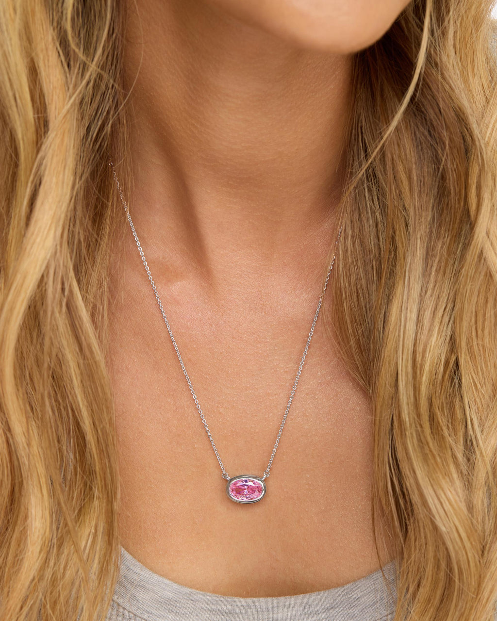 She's a Boss Pendant Necklace - Silver|Pink Diamondettes