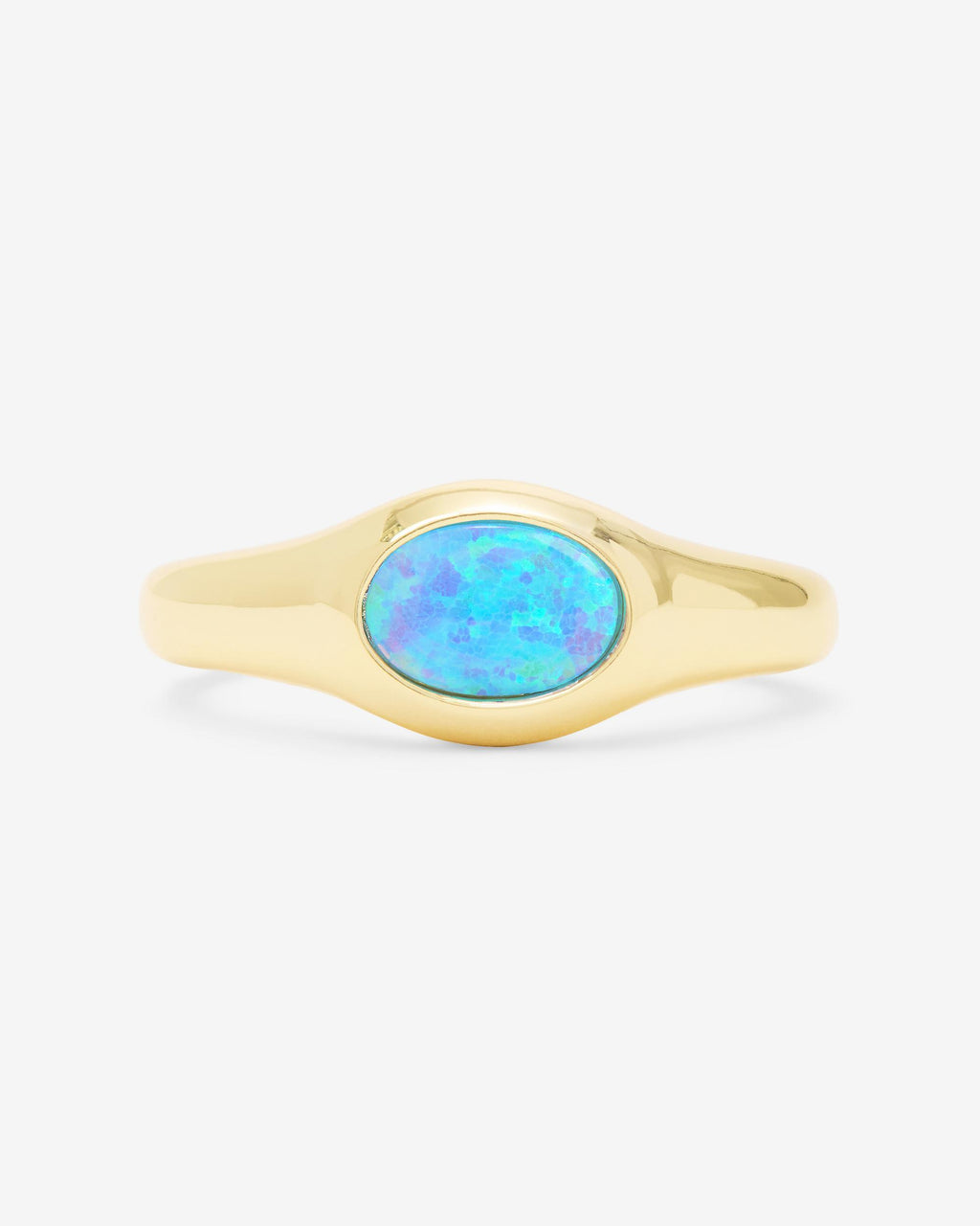 She's a Boss Signet Ring - Gold|Blue Opal