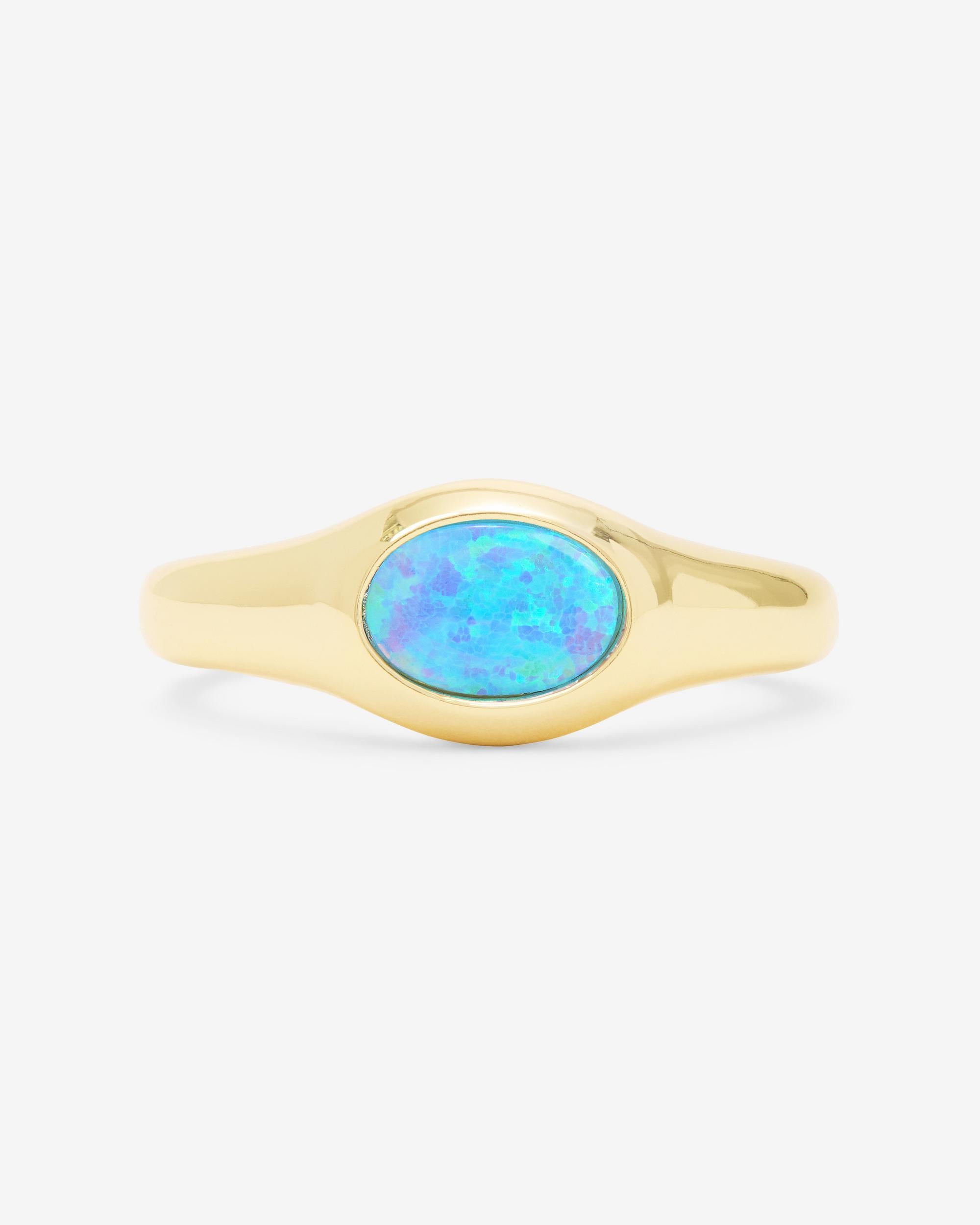 She's a Boss Signet Ring - Gold|Blue Opal
