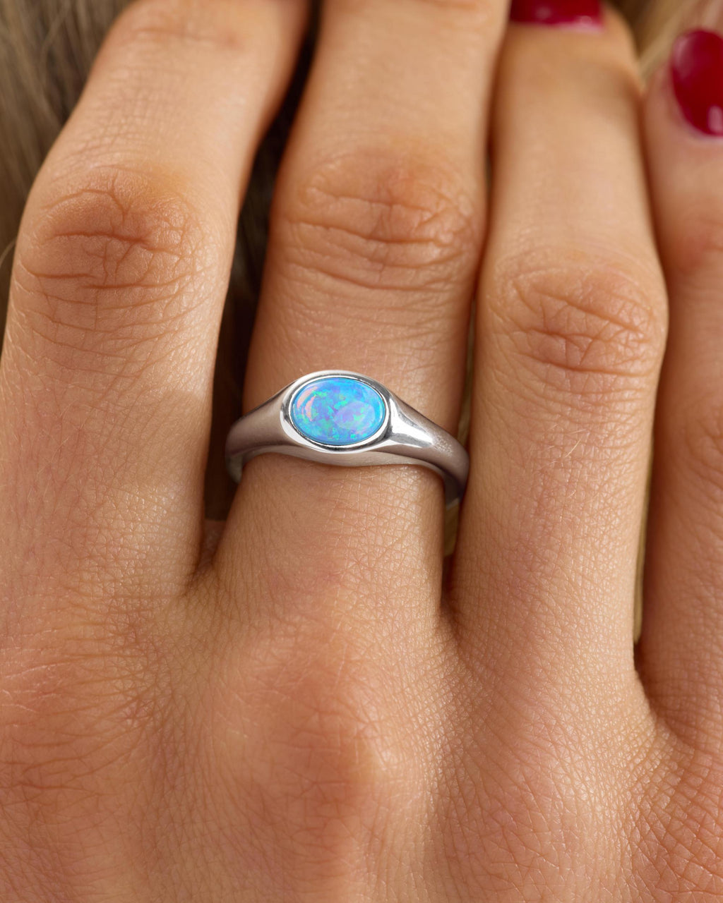 She's a Boss Signet Ring - Silver|Blue Opal