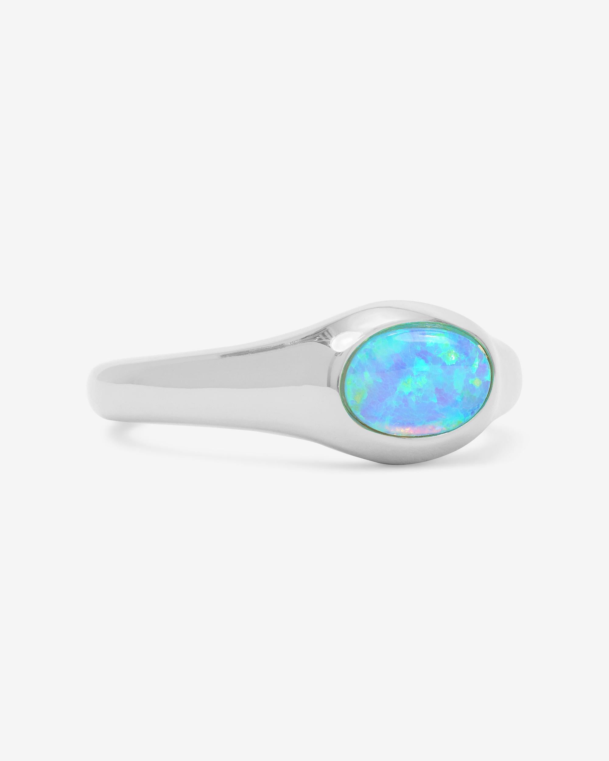 She's a Boss Signet Ring - Silver|Blue Opal