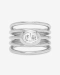 She's a Boss Stacked Ring - Silver|White Diamondettes