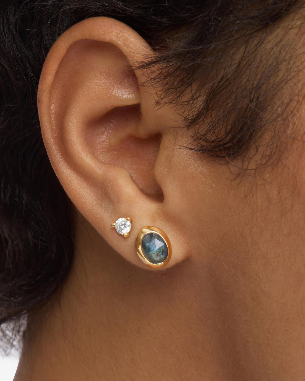 She's a Boss Studs 8mm - Gold|Labradorite
