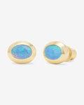 She's a Boss Studs 8mm - Gold|Blue Opal