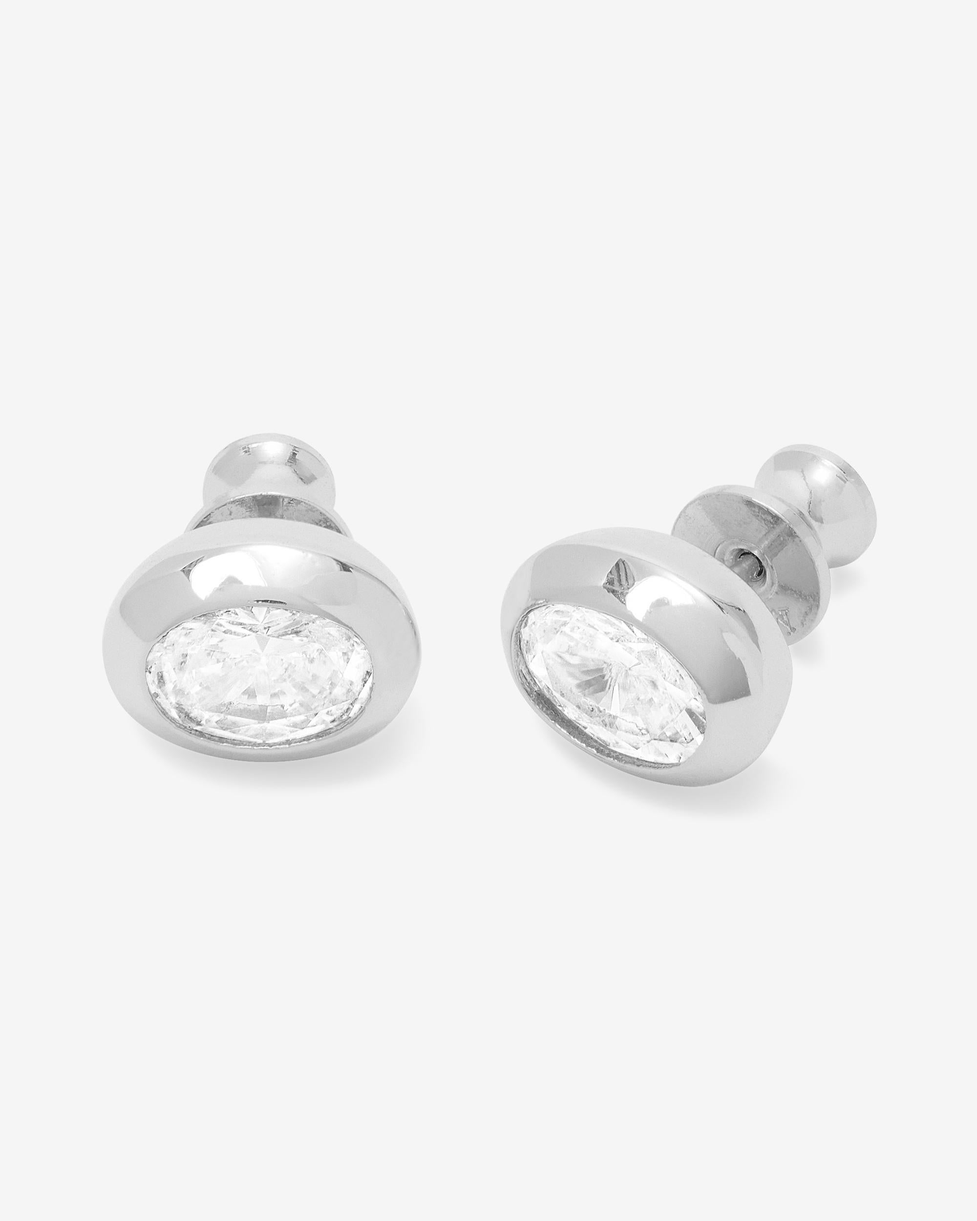 She's a Boss Studs 8mm - Silver|White Diamondettes