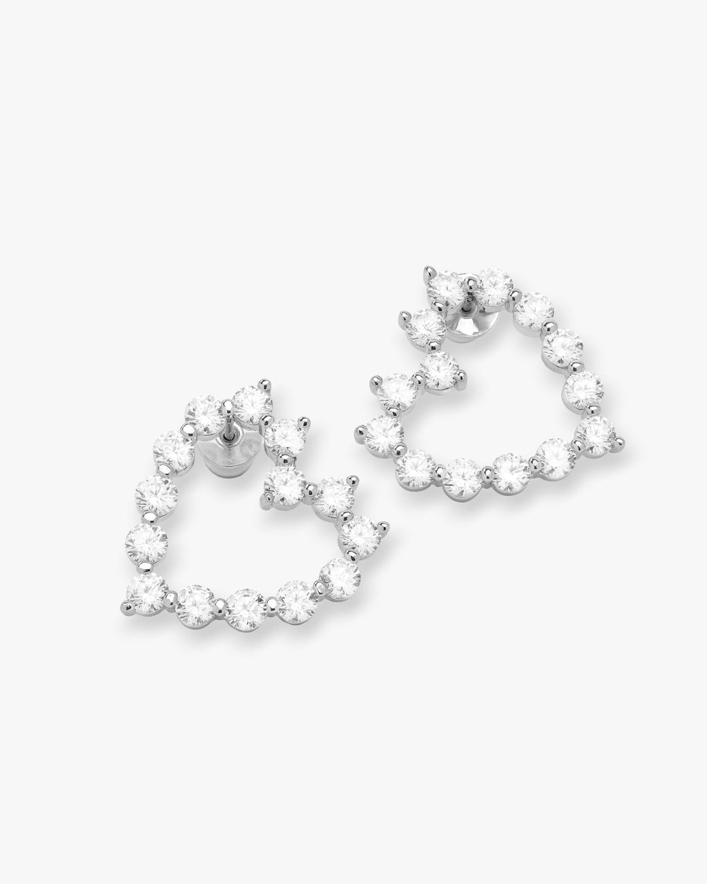 Shes Icon Heart Earrings Silver White Diamondettes