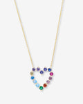 She's an Icon Small Heart Necklace - Gold|Multi Stone