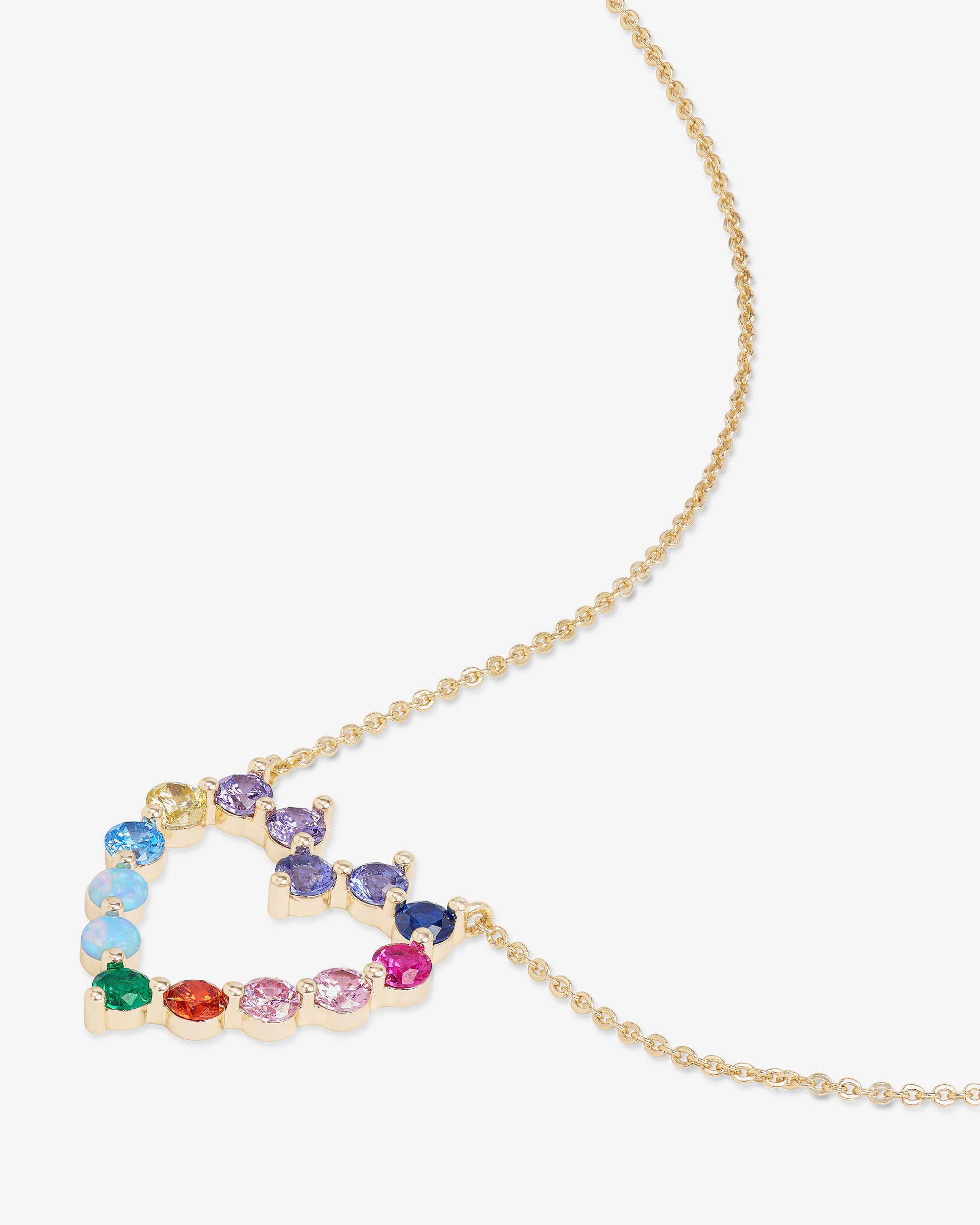She's an Icon Small Heart Necklace - Gold|Multi Stone