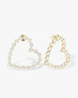 She's an Icon Heart Earrings - Gold|White Diamondettes