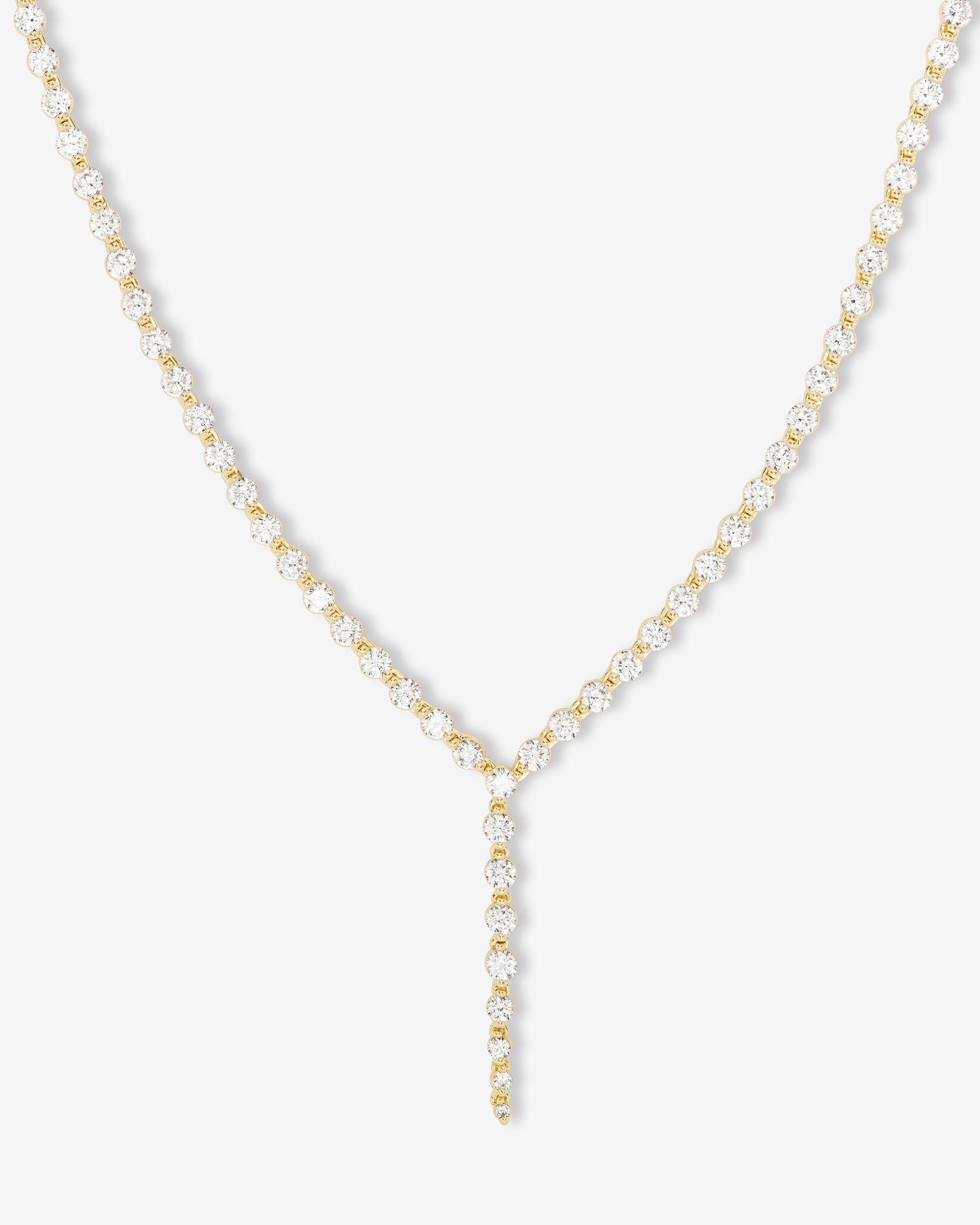 She's an Icon Lariat Tennis Necklace - Gold|White Diamondettes