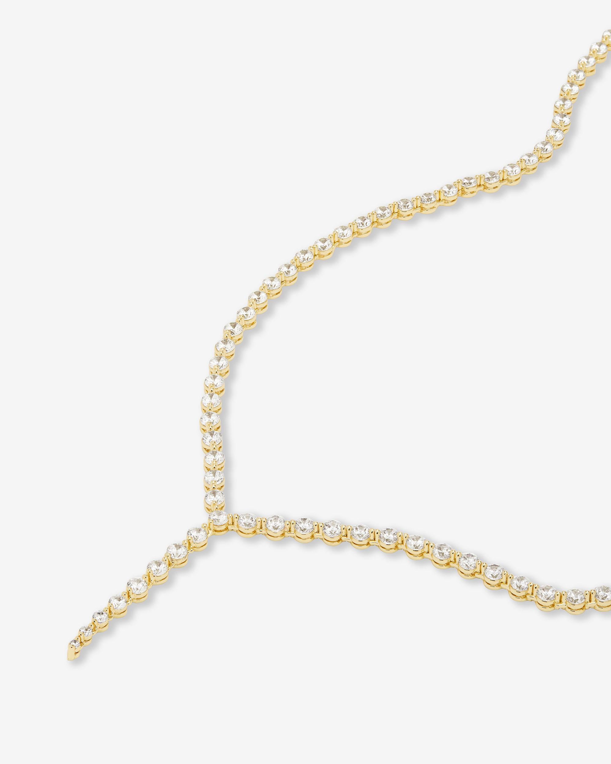 She's an Icon Lariat Tennis Necklace - Gold|White Diamondettes