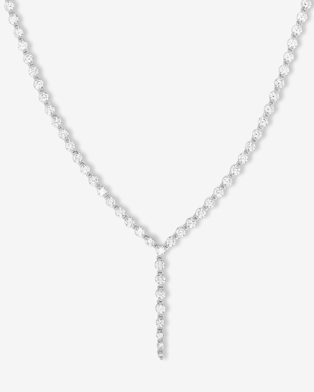 She's an Icon Lariat Tennis Necklace - Silver|White Diamondettes