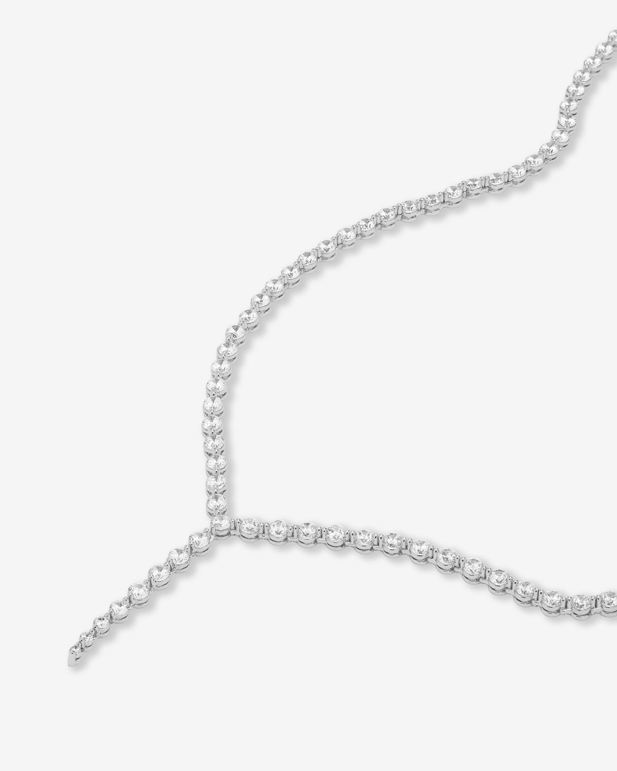 She's an Icon Lariat Tennis Necklace - Silver|White Diamondettes