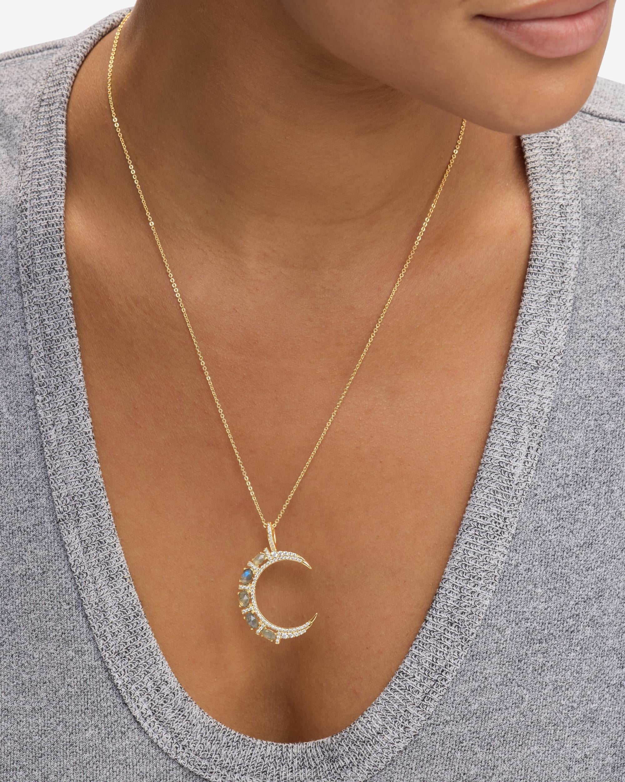 She's an Icon Moon Necklace - Gold|Labradorite – Melinda Maria Jewelry