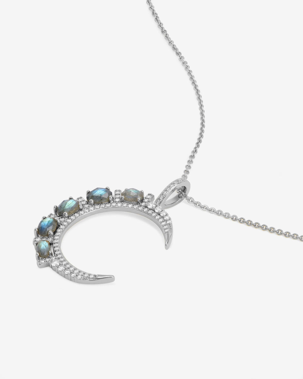 She's an Icon Moon Necklace - Silver|Labradorite