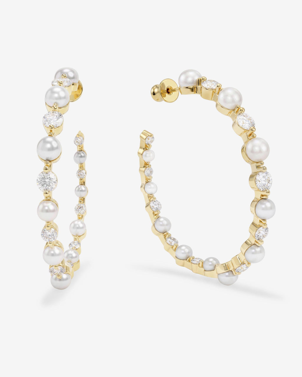 She's an Icon Pearl Hoops 2" - Gold