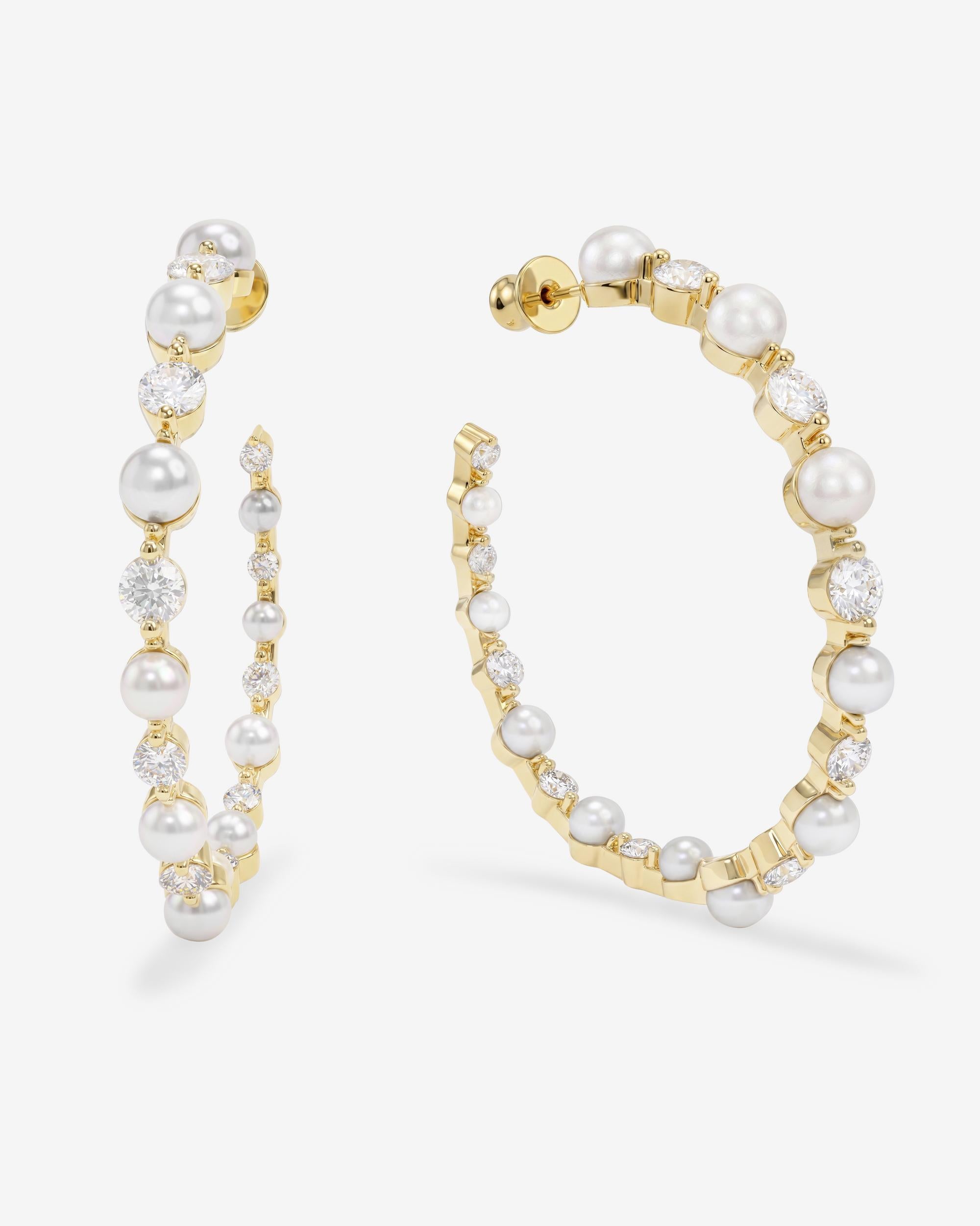 She's an Icon Pearl Hoops 2" - Gold