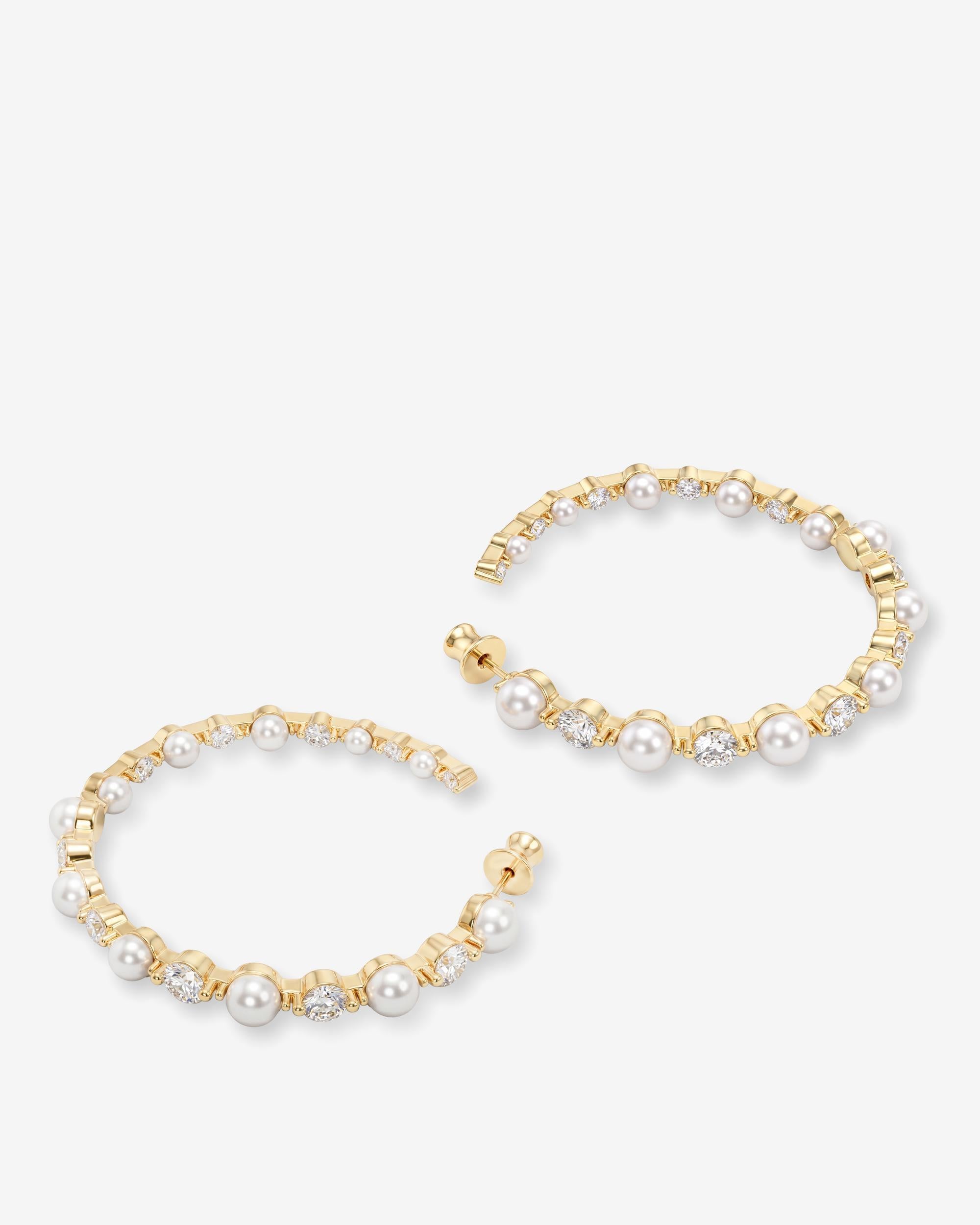 She's an Icon Pearl Hoops 2" - Gold