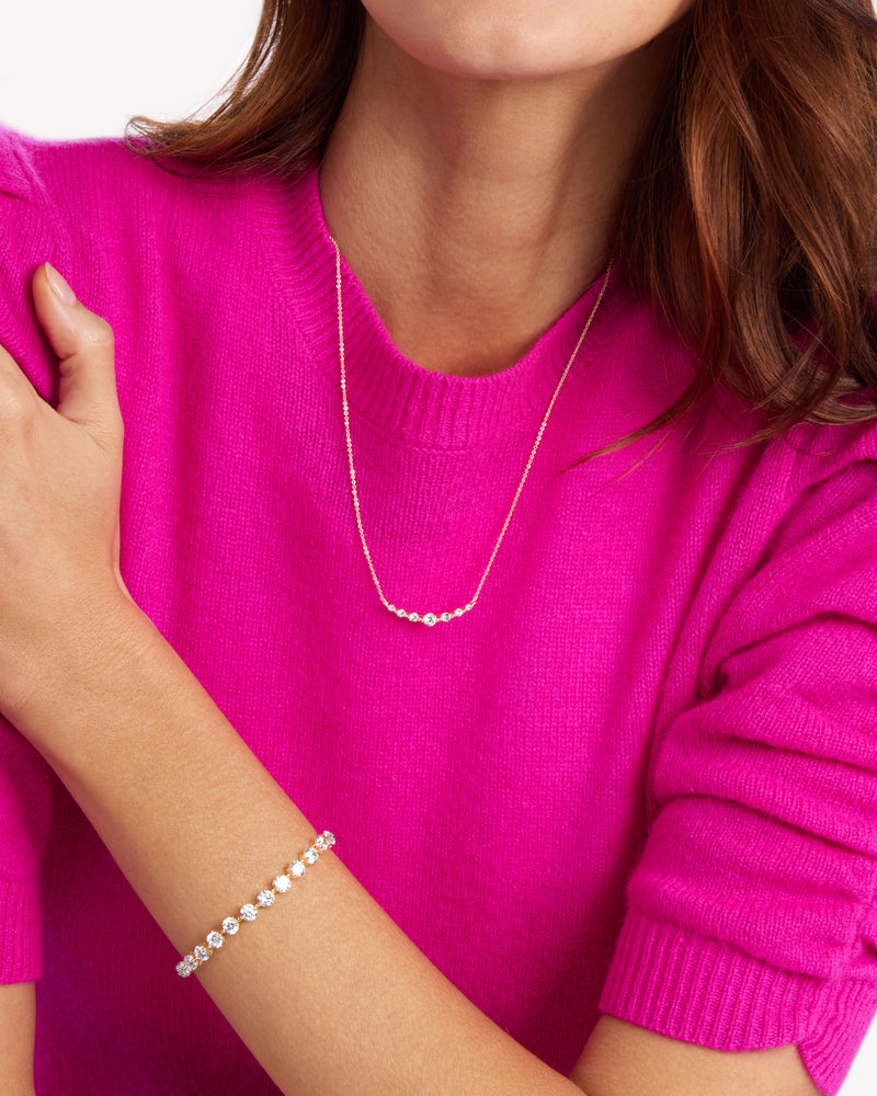 She's an Icon Multi Stone Pendant Necklace - Gold|White Diamondettes