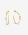 She's on Point Hoops 1" - Gold|White Diamondettes