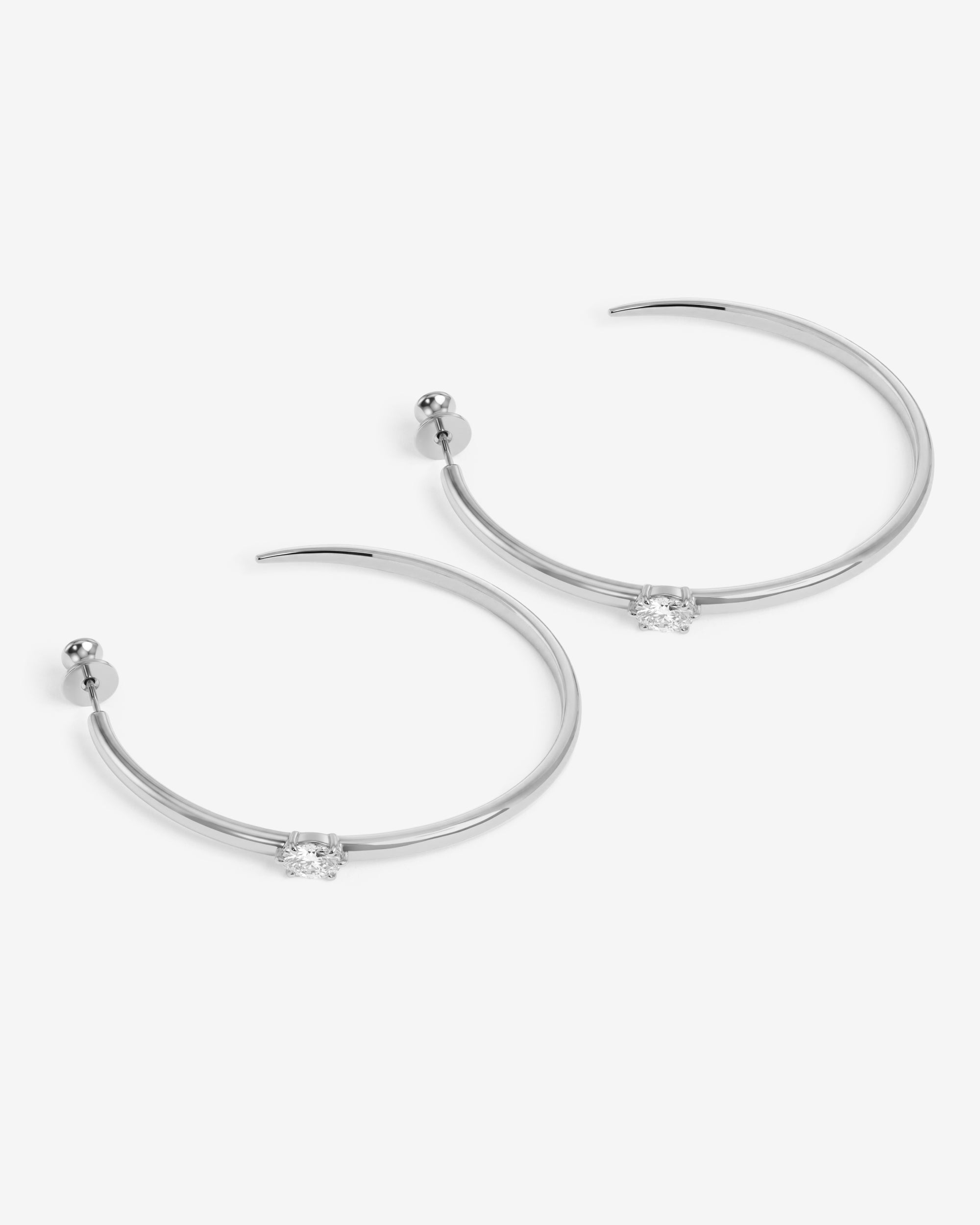 She's on Point Hoops 2" - Silver|White Diamondettes