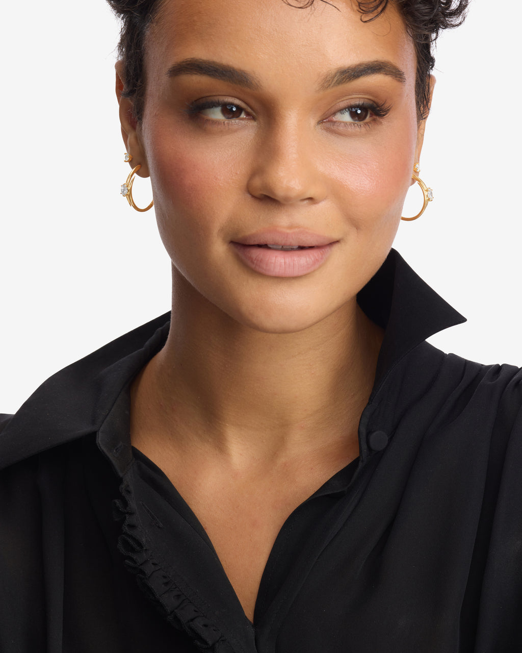 She's on Point Lasso Hoops 1" - Gold|White Diamondettes