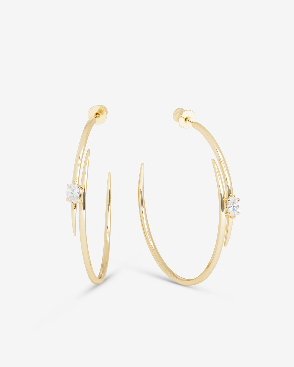 She's on Point Lasso Hoops 2" - Gold|White Diamondettes