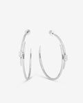 She's on Point Lasso Hoops 2" - Silver|White Diamondettes