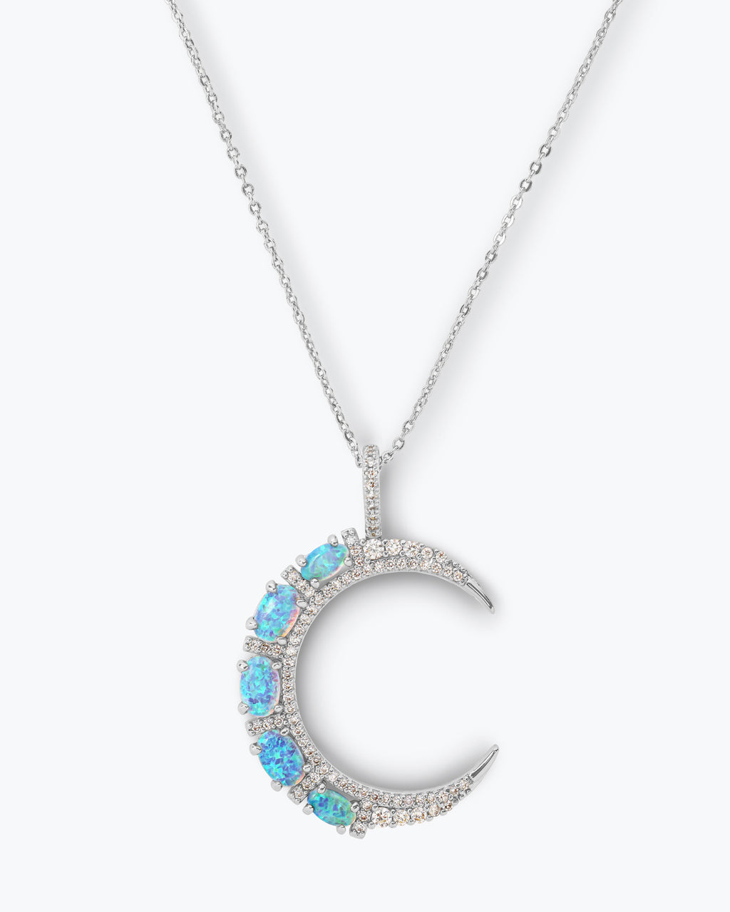 She's an Icon Moon Necklace | Stunning Silver & Blue Opal
