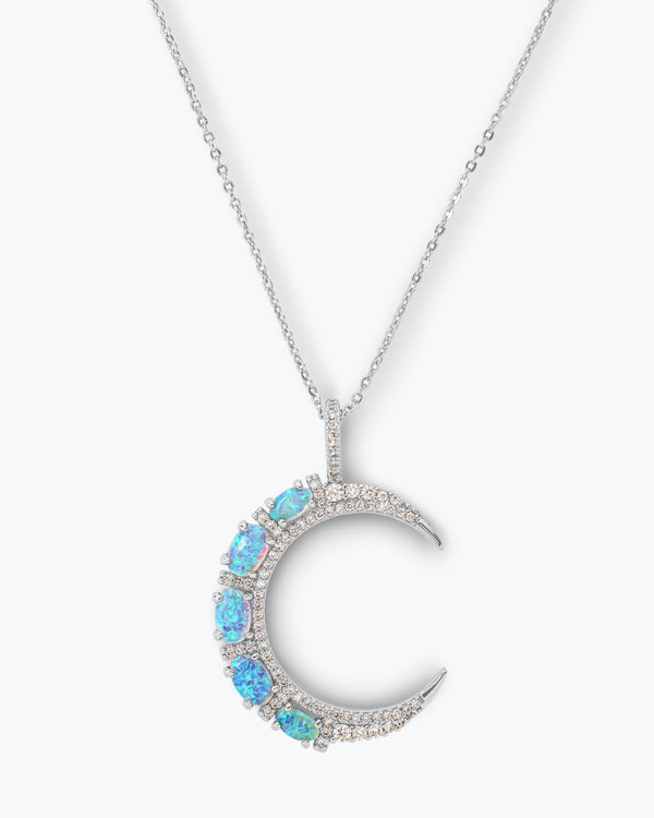 She's an Icon Blue Moon Necklace - Silver|Blue Opal