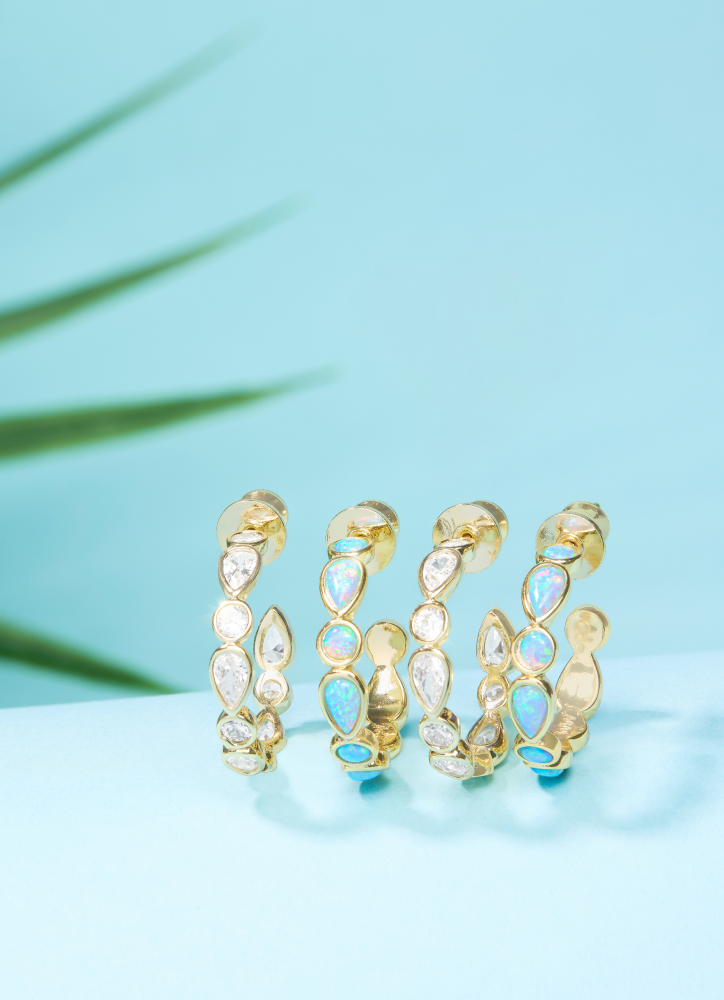 NEW Isla Hoops .75" on blue background