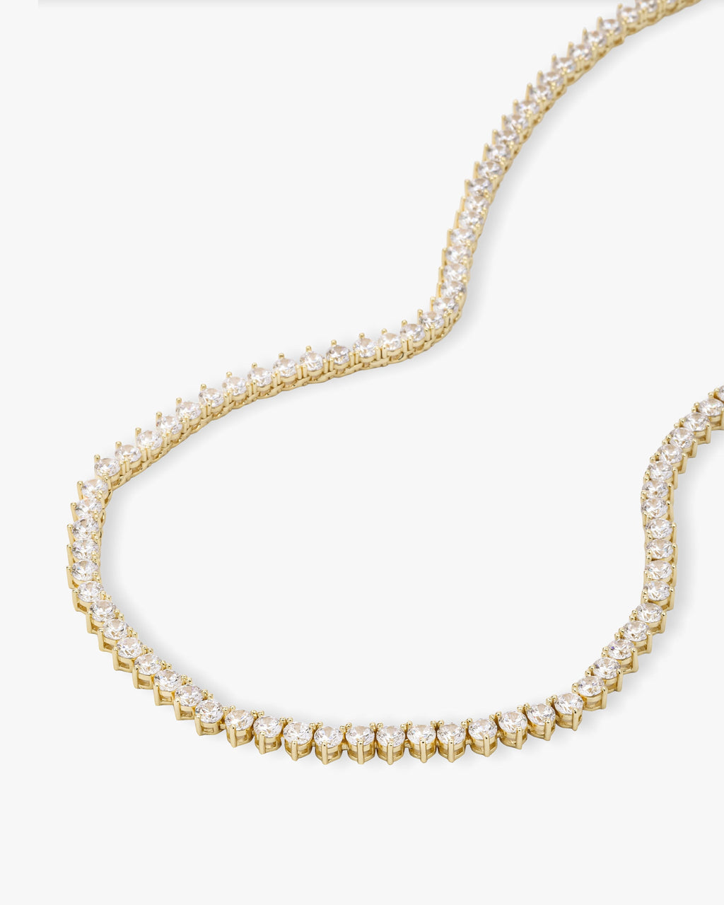 Not Your Basic Tennis Necklace 4mm - Gold|White Diamondettes
