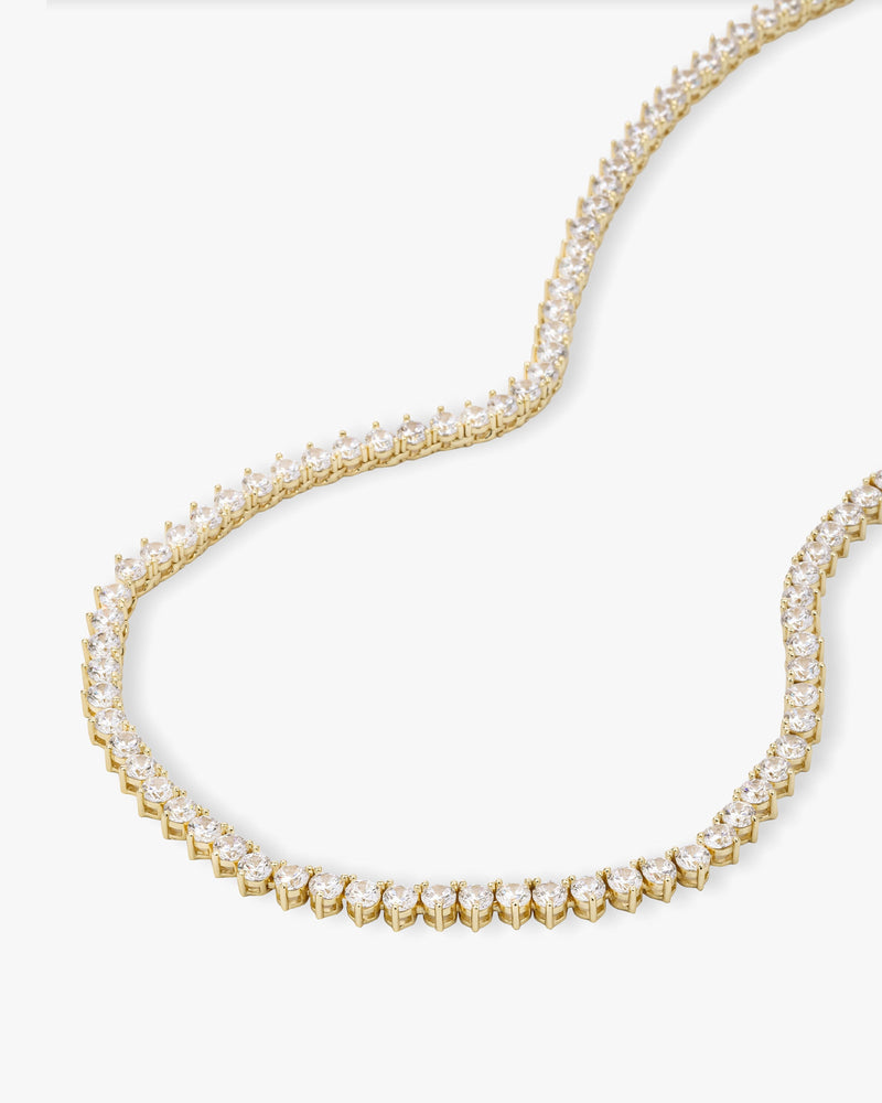 Mama Not Your Basic Tennis Necklace 16" - Gold|White Diamondettes