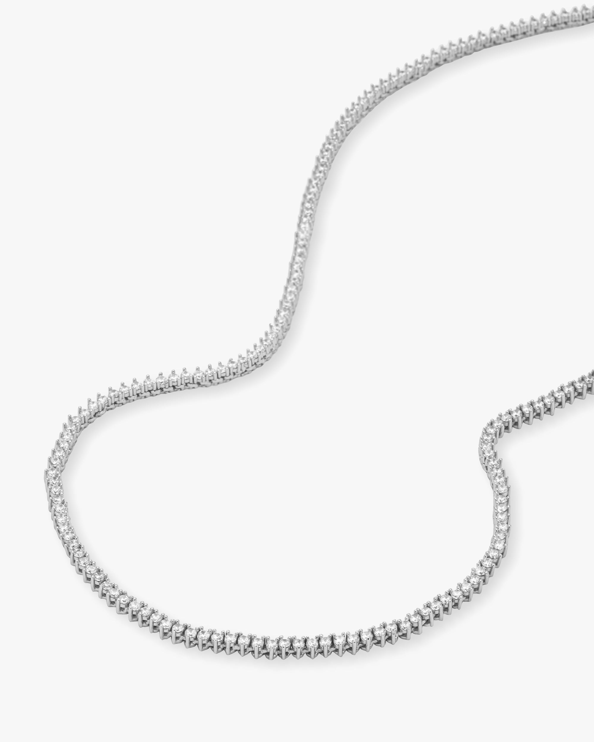 Not Your Basic Tennis Necklace 2mm - Silver|White Diamondettes