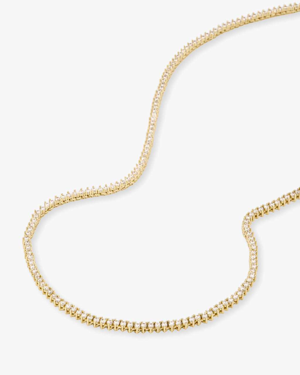 Not Your Basic Tennis Necklace 2mm - Gold|White Diamondettes