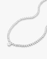 Not Your Basic Teardop Tennis Necklace 16" - Silver|White Diamondettes