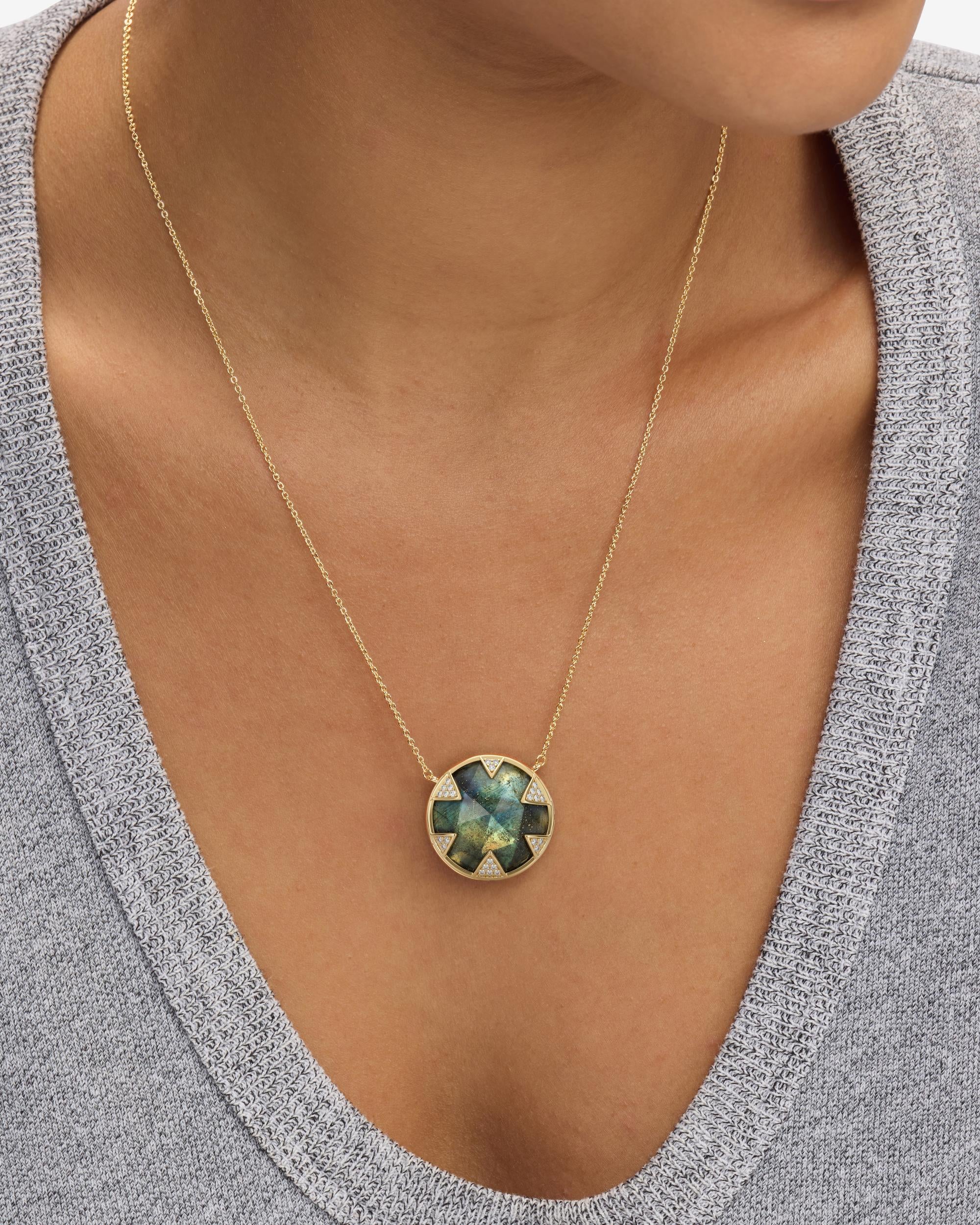 Tessa Necklace 24mm - Gold|Labradorite