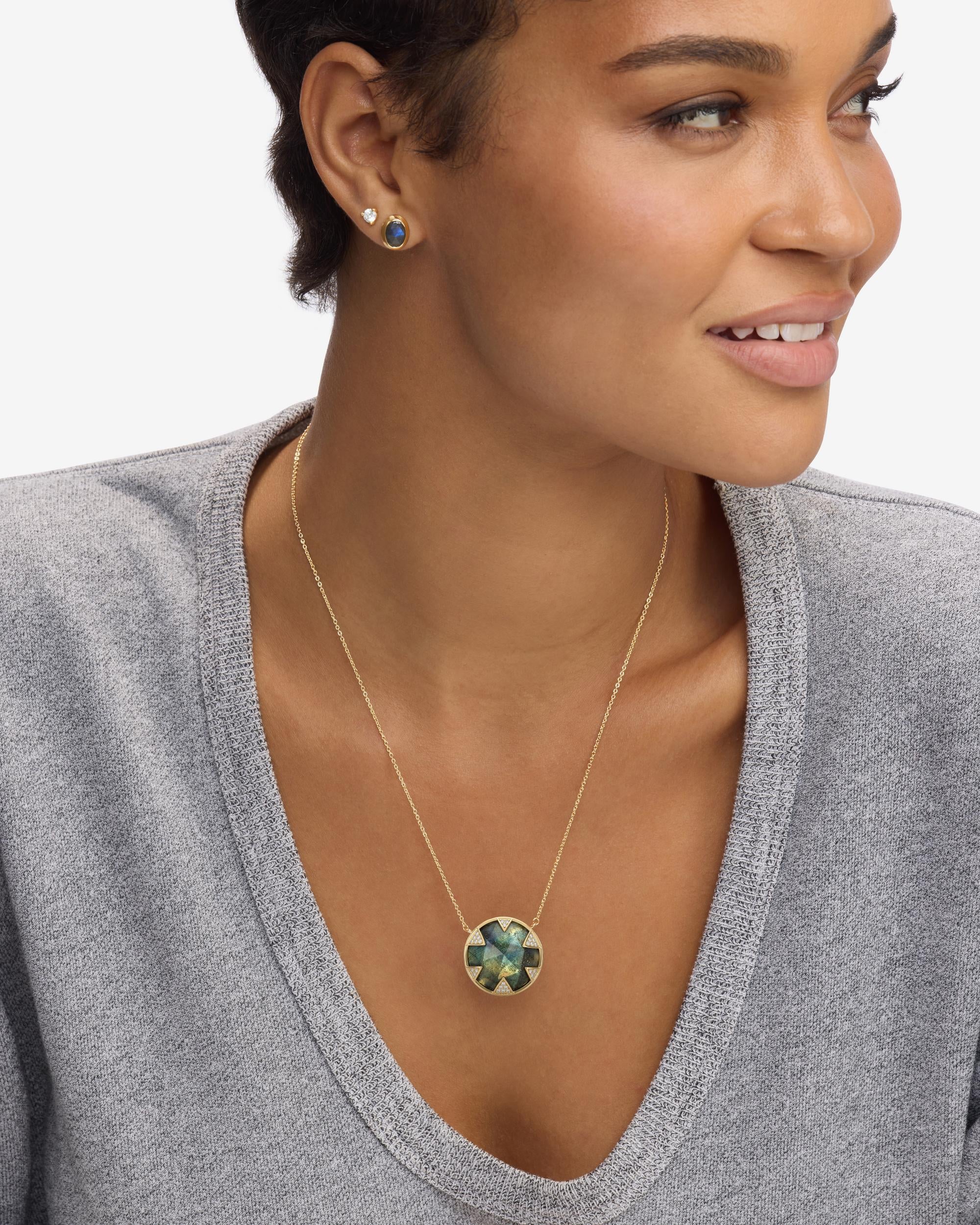 Tessa Necklace 24mm - Gold|Labradorite – Melinda Maria Jewelry