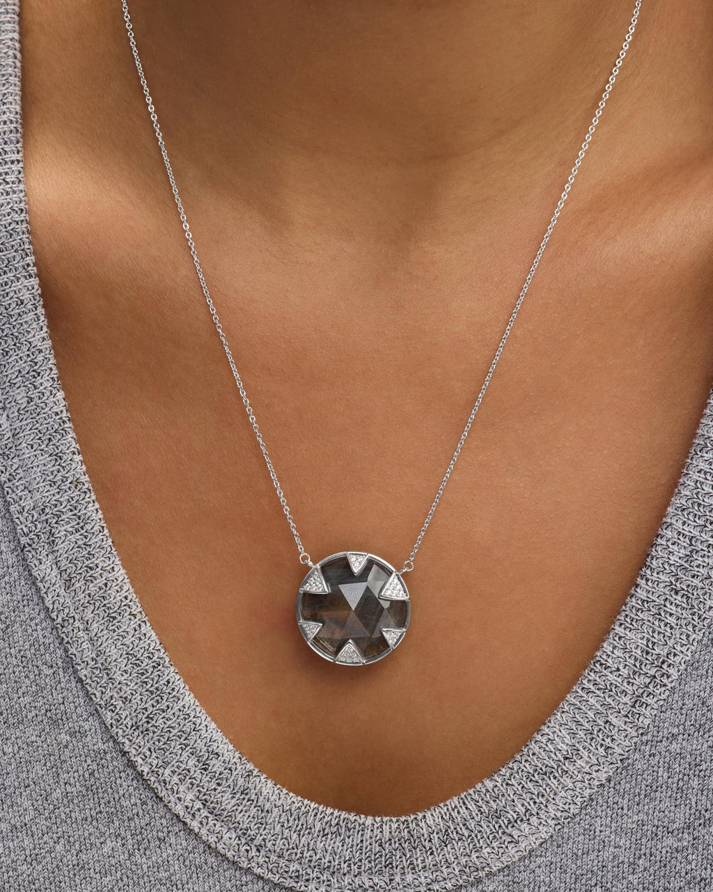 Tessa Necklace 24mm - Silver|Labradorite