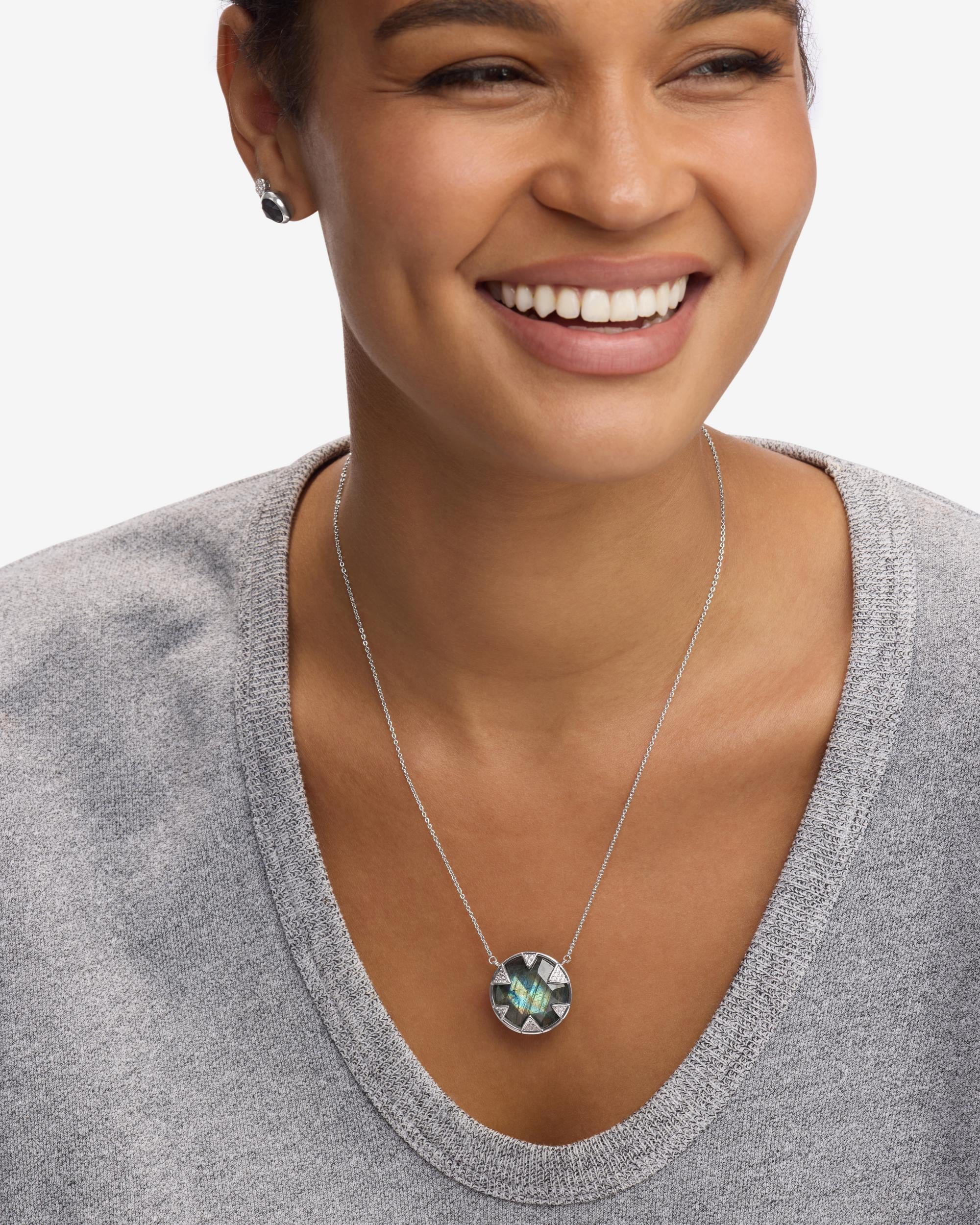 Tessa Necklace 24mm - Silver|Labradorite