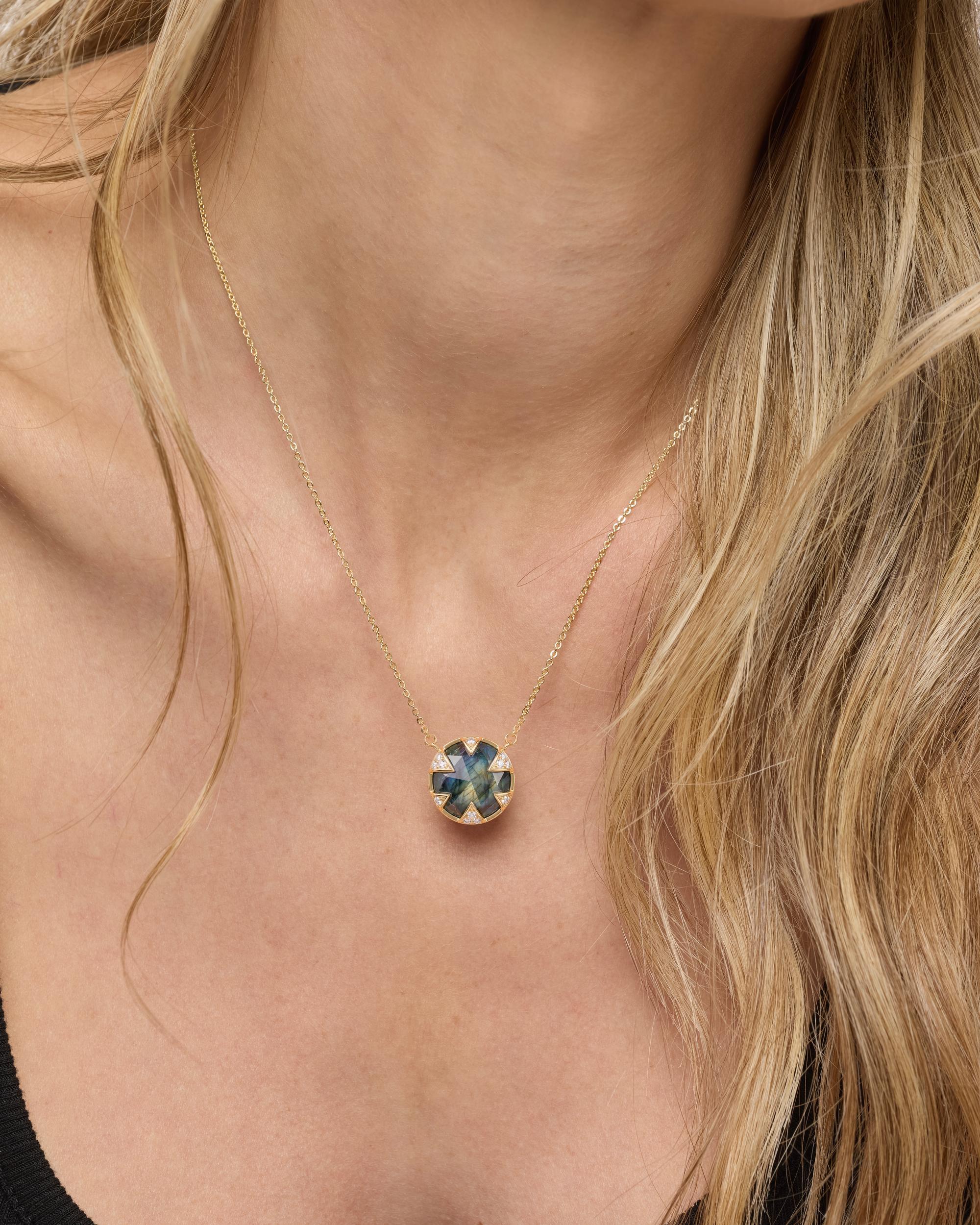 Tessa Necklace 16mm - Gold|Labradorite – Melinda Maria Jewelry