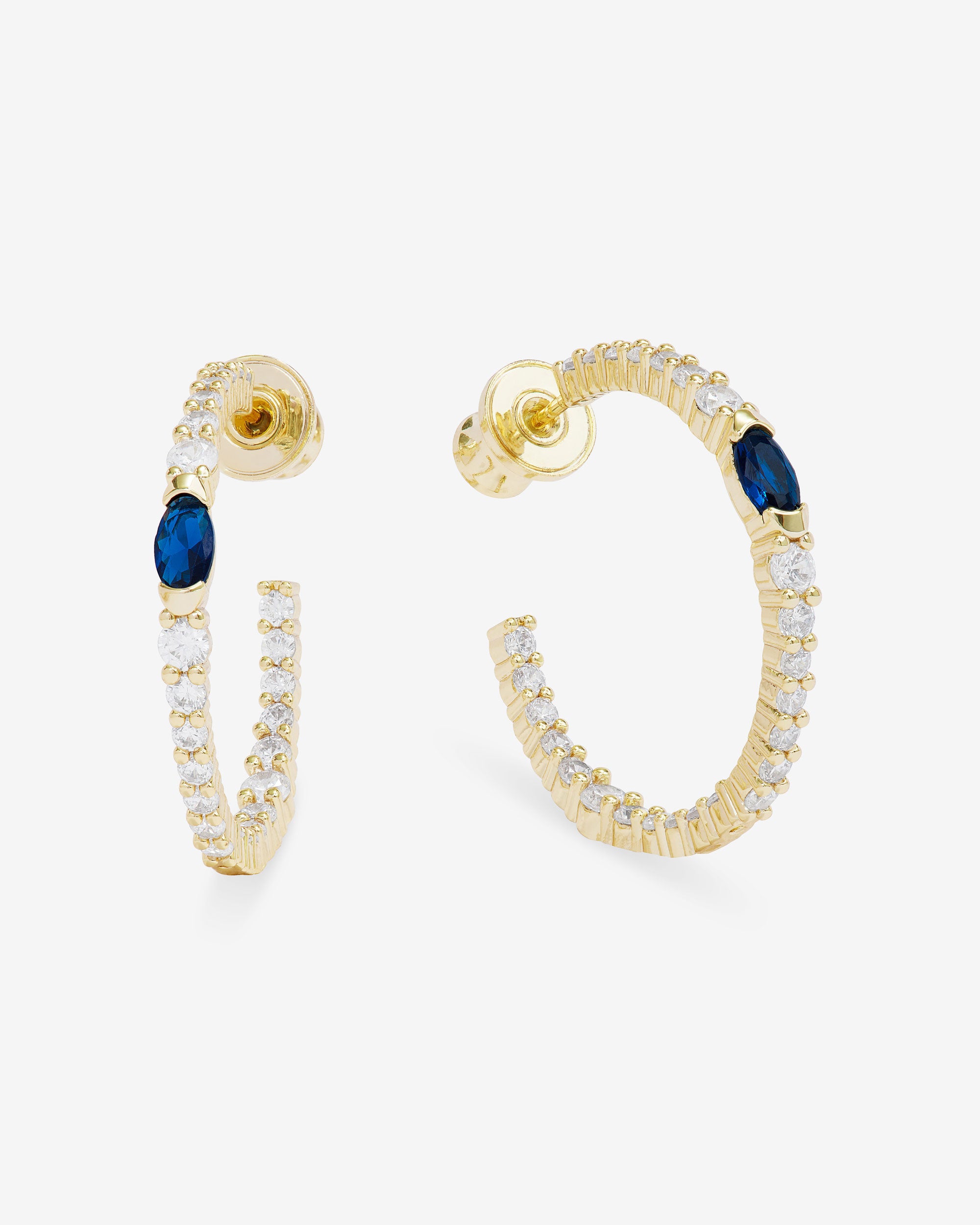 The Maven Hoops 1" - Gold|Blue Sapphire