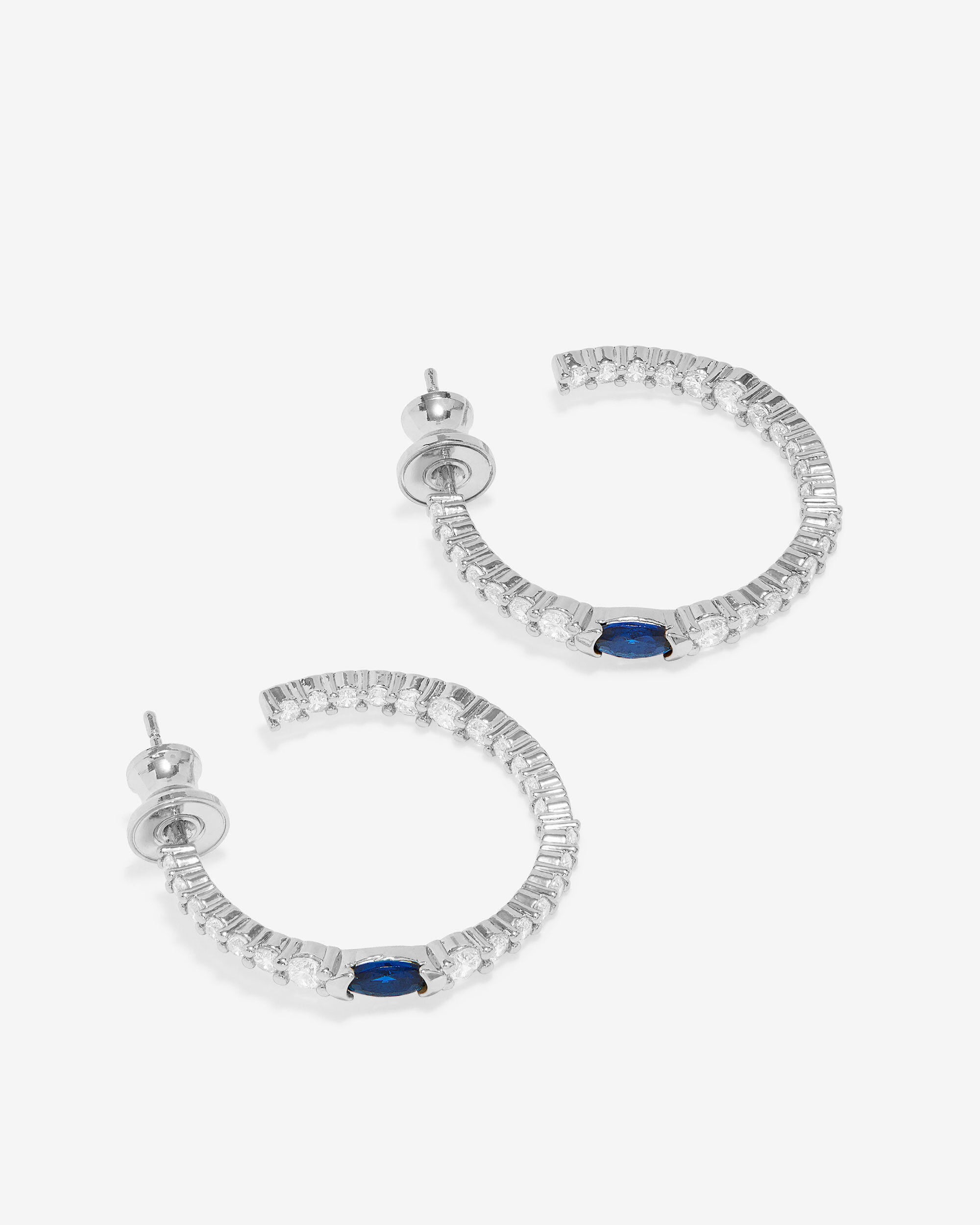 The Maven Hoops 1" - Silver|Blue Sapphire
