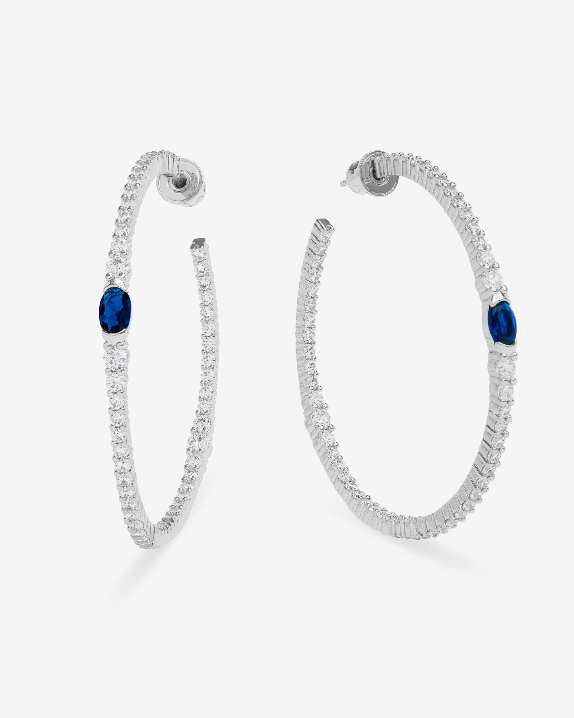The Maven Hoops 2" - Silver|Blue Sapphire